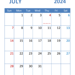 Free Printable 2024 July Calendar