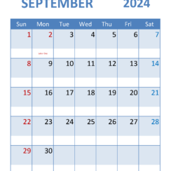 September 2024 Calendar Excel