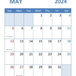 Blank Calendar May 2024 Printable