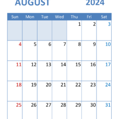 Blank Calendar August 2024 Printable