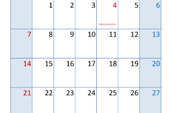 Free Printable Monthly Calendar July 2024
