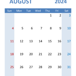 August 2024 Blank Calendar