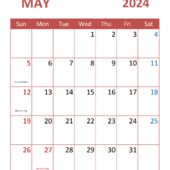 May Printable Calendar 2024 Free