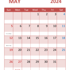 May Calendar 2024 Template