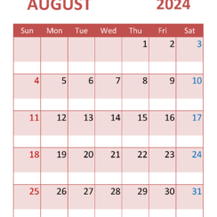 August Calendar 2024 Template