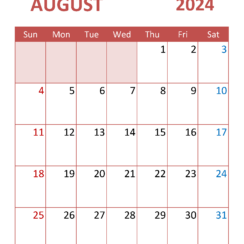 Print August Calendar 2024