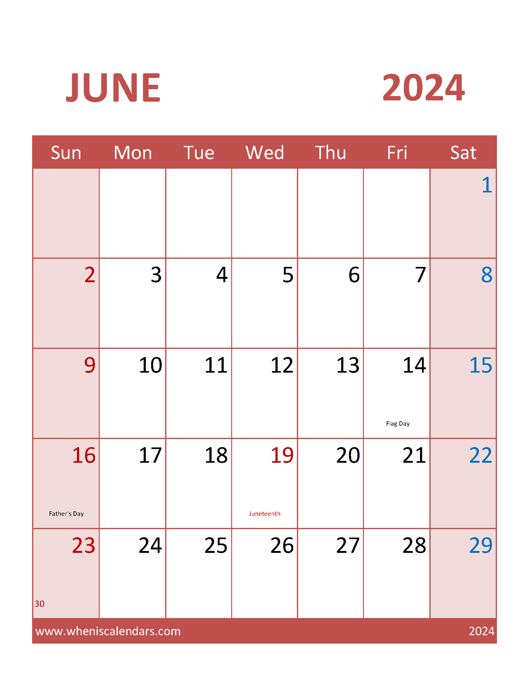 Print June 2024 Calendar