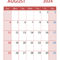 Print August 2024 Calendar