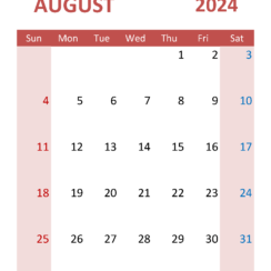 August 2024 Calendar Word Template