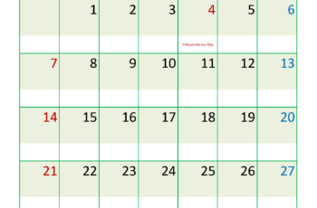 July 2024 Calendar with Holidays Free Printable