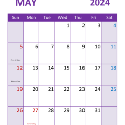 May 2024 Calendar Print out