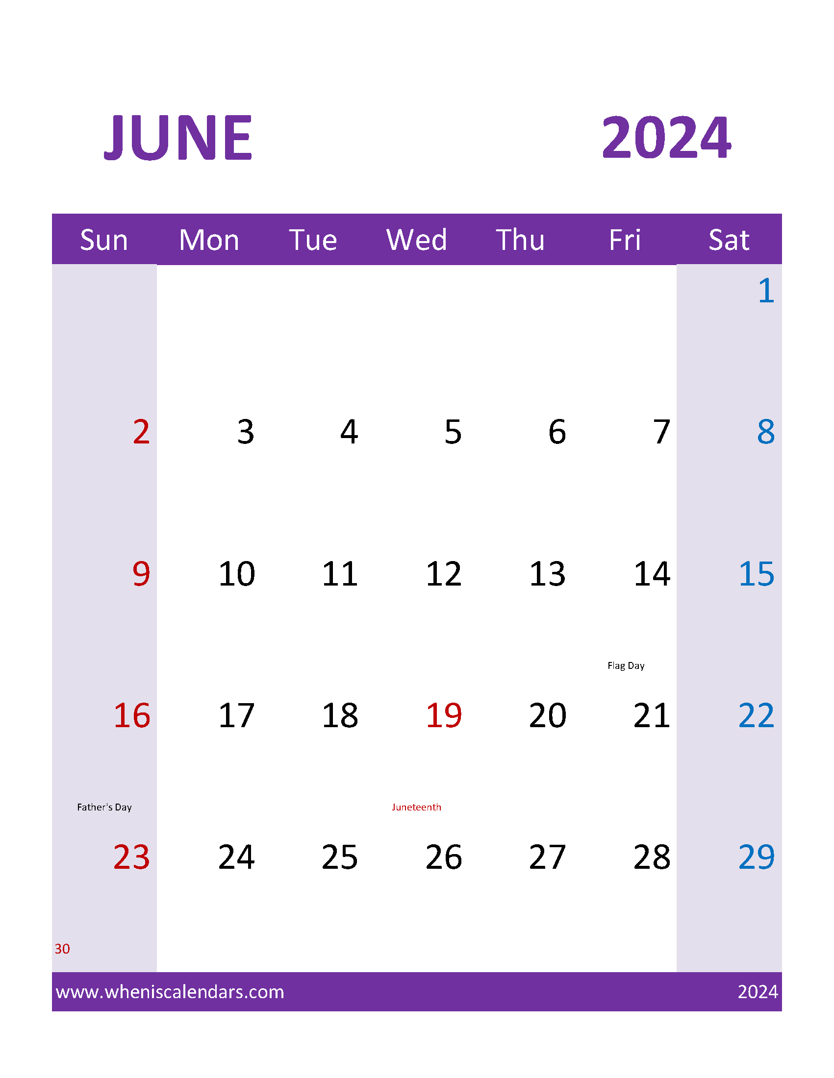 Printable Calendars June 2024