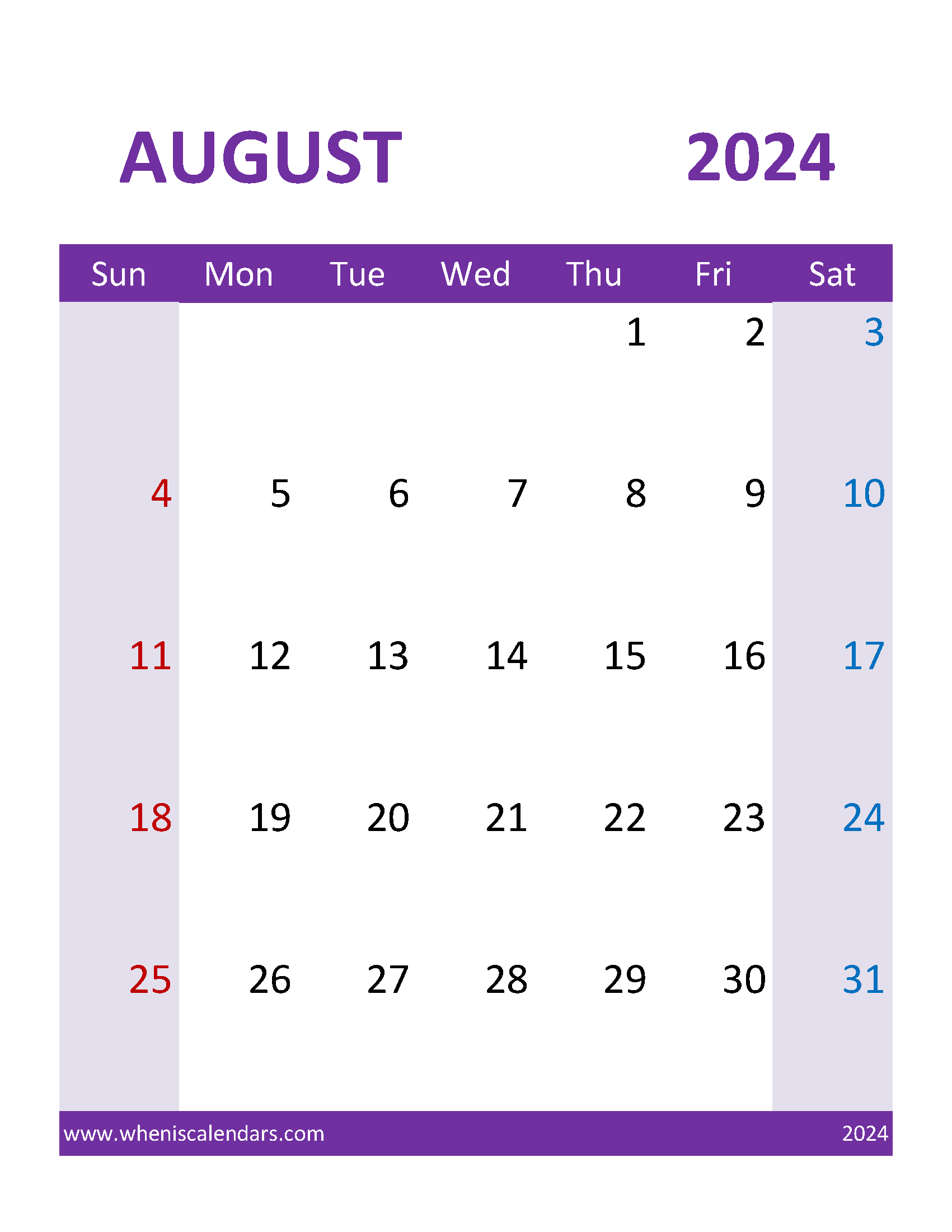 Printable Calendars August 2024