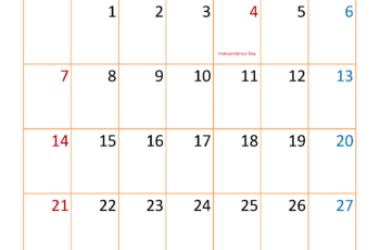 Calendar Template July 2024 Printable