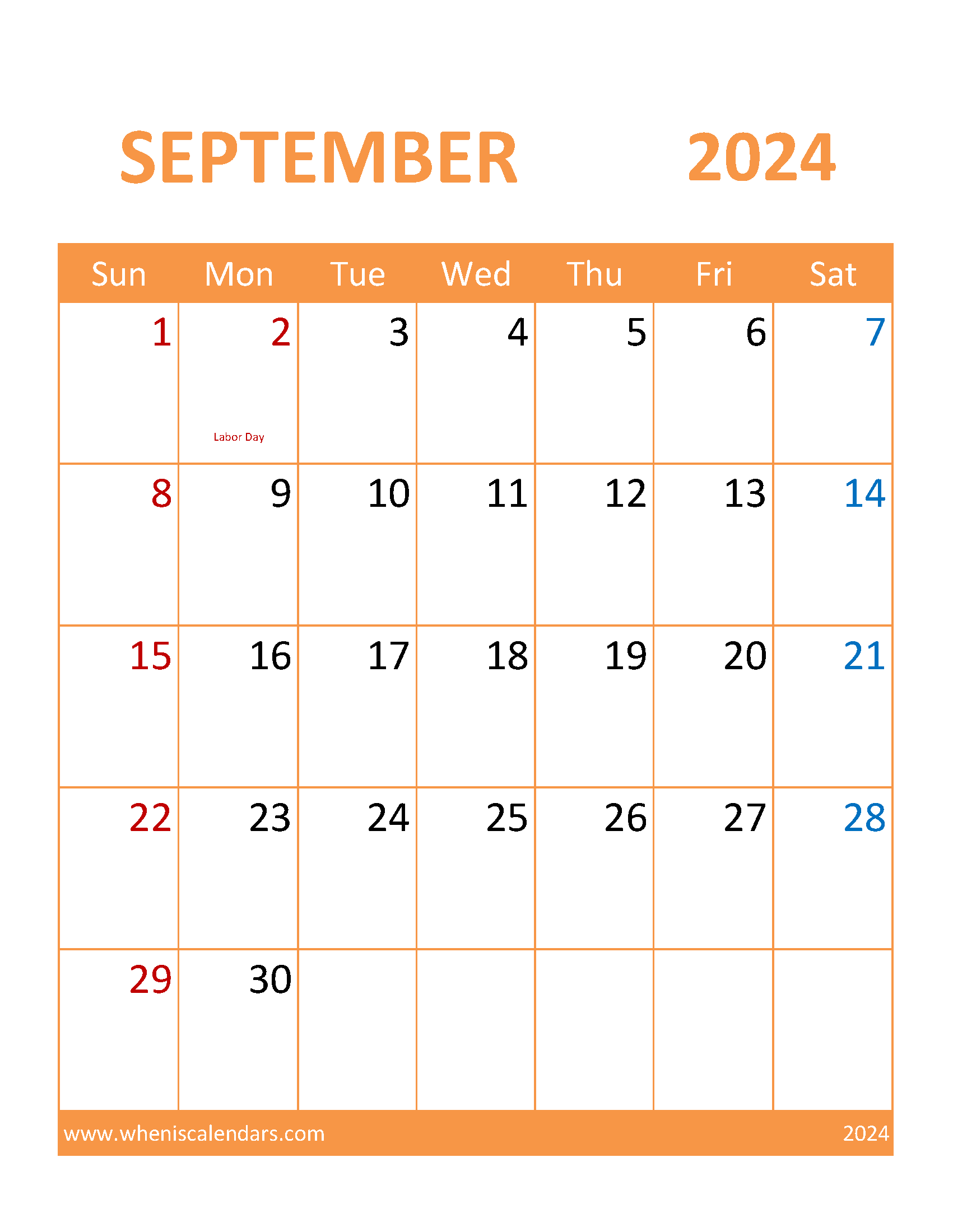 Calendar Template September 2024 Printable