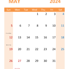 Blank Calendar Template 2024 May