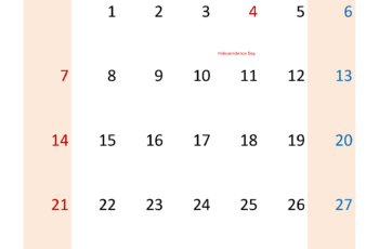 Blank Calendar Template 2024 July